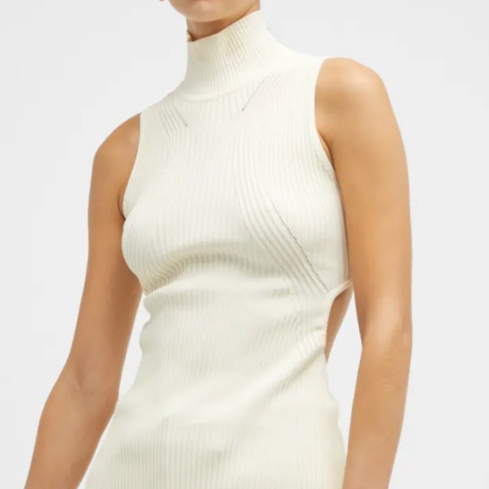 Cult Gaia Francesca Cutout-Back Turtleneck Knit Top